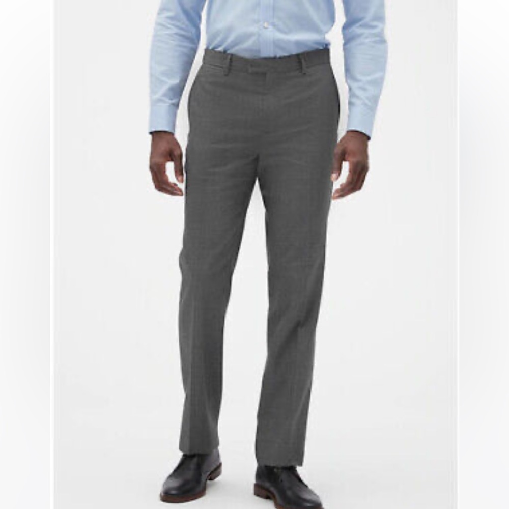 Banana Republic Slim-Fit Wrinkle Resistant Grey Texture Pant